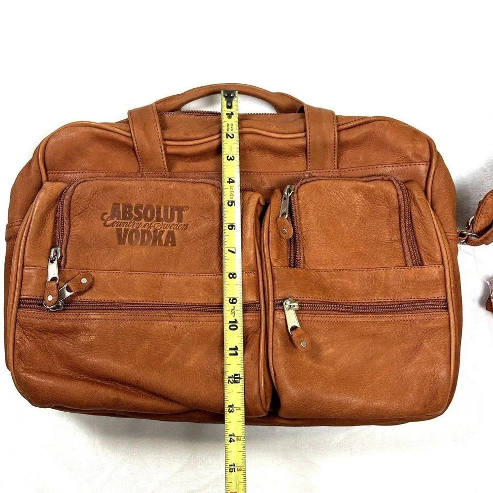 Canyon Outback 90s Absolut Vodka Tan Leather Briefcase Bag NWT